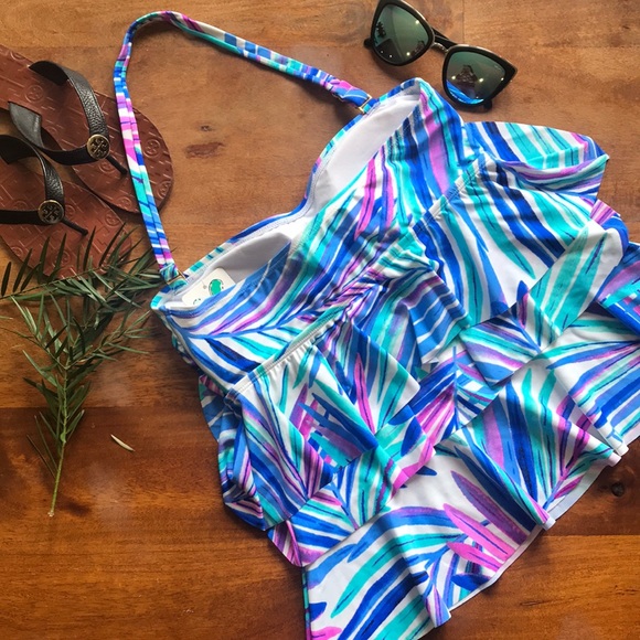 Tummy Concealer Tiered Strapless Tankini Top 8 - Picture 5 of 5